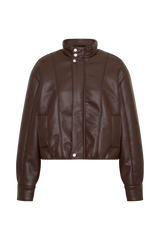 Curtis Faux Leather Bomber Jacket - Dark Chocolate