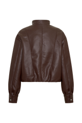 Curtis Faux Leather Bomber Jacket - Dark Chocolate