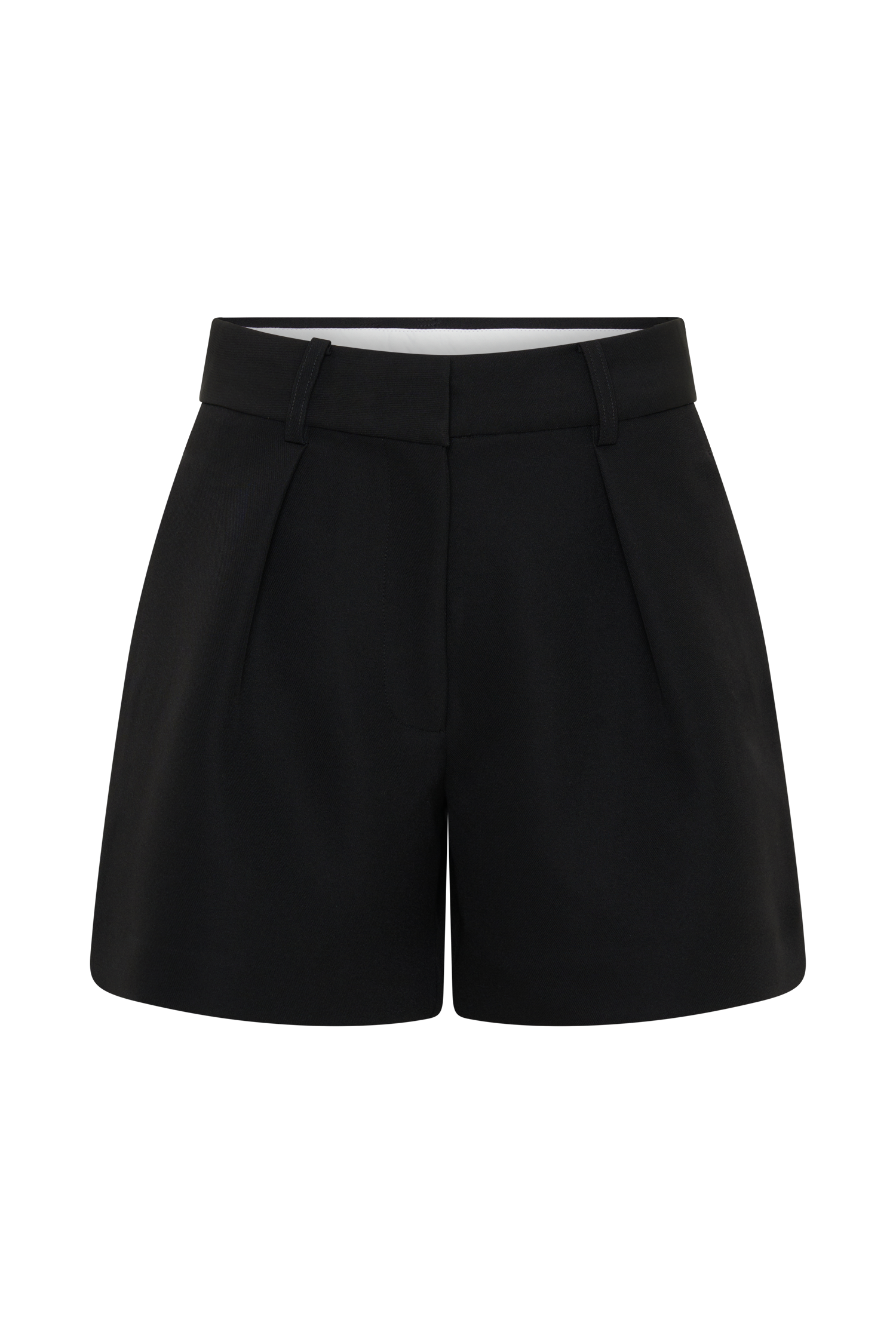 Dominique Pleated Suiting Shorts - Black