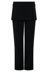 Daisy Wrap Skirt Straight Leg Pants - Black