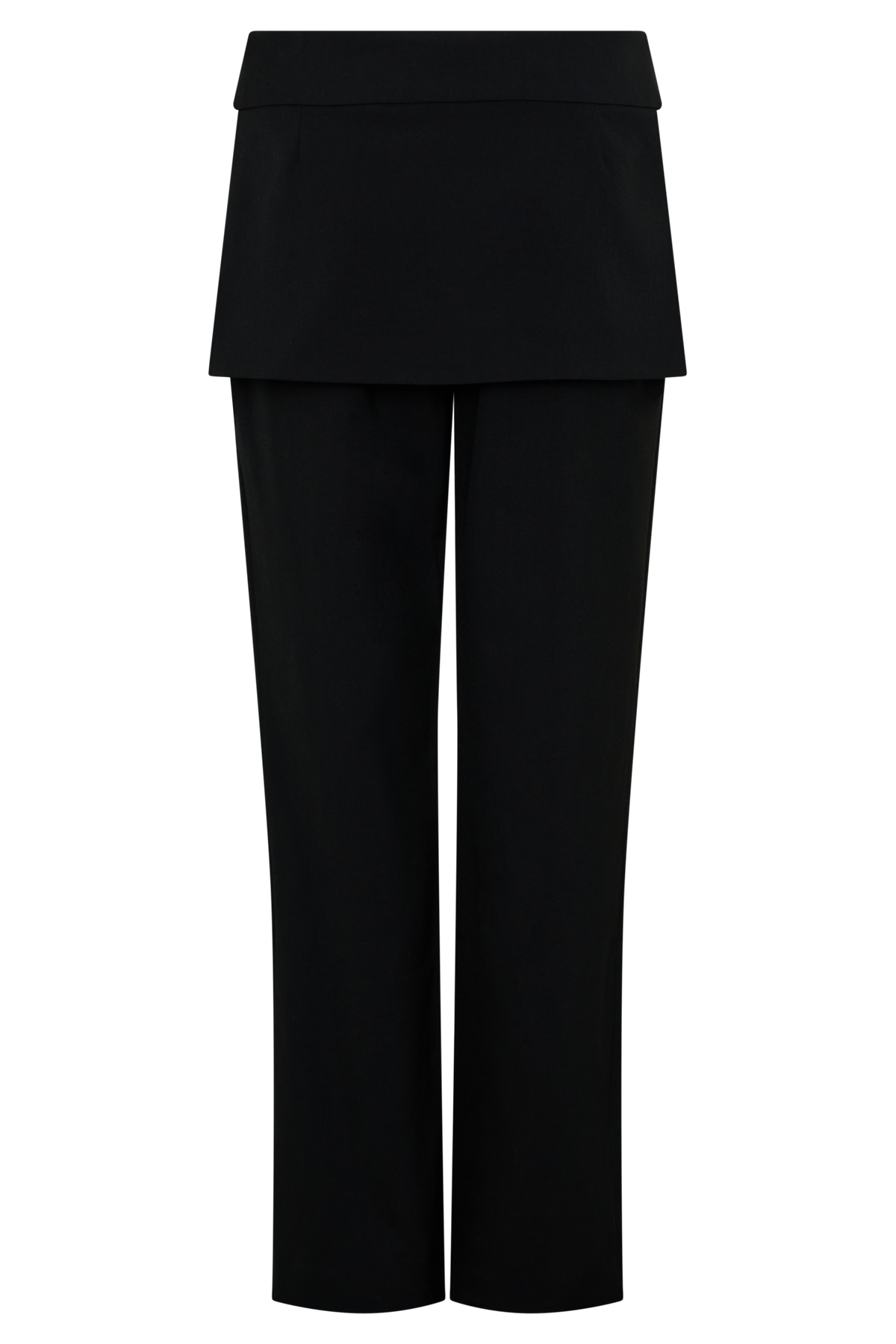 Daisy Wrap Skirt Straight Leg Pants - Black