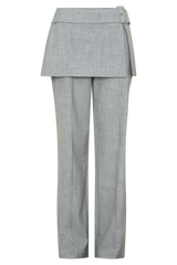 Daisy Wrap Skirt Straight Leg Pants - Charcoal Marle