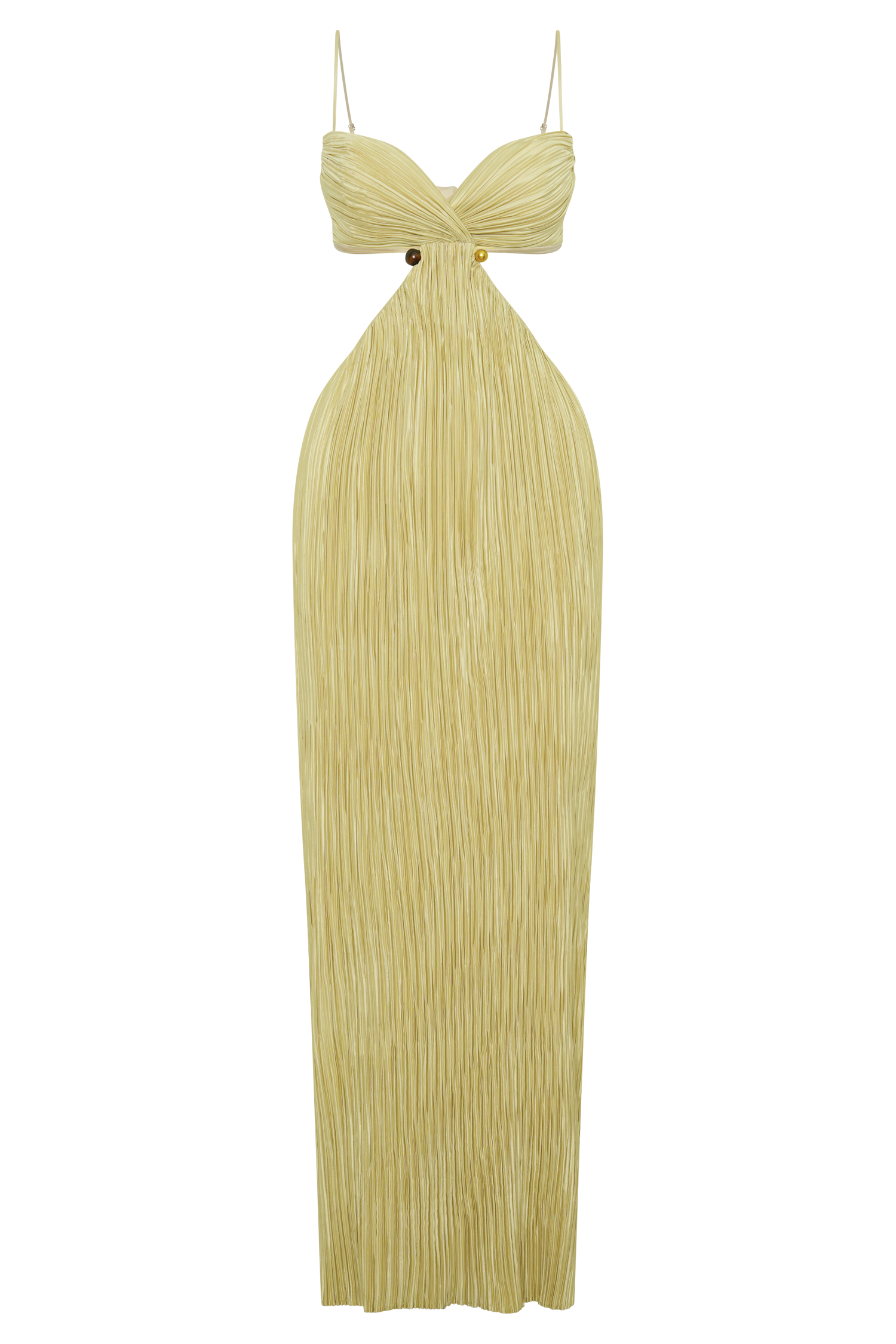 Dana Cut Out Hardware Maxi Dress - Lime Gold