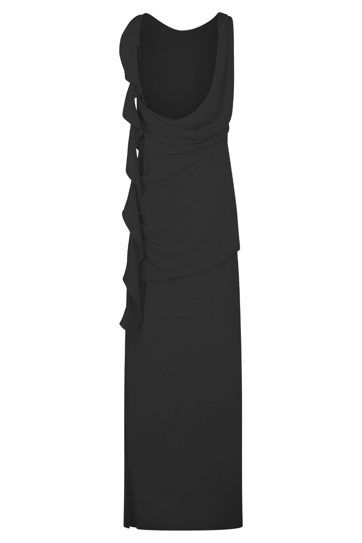 Daria Draped Chiffon Maxi Dress - Black