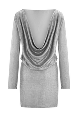 Darius Diamante Cowl Mini Dress - Silver