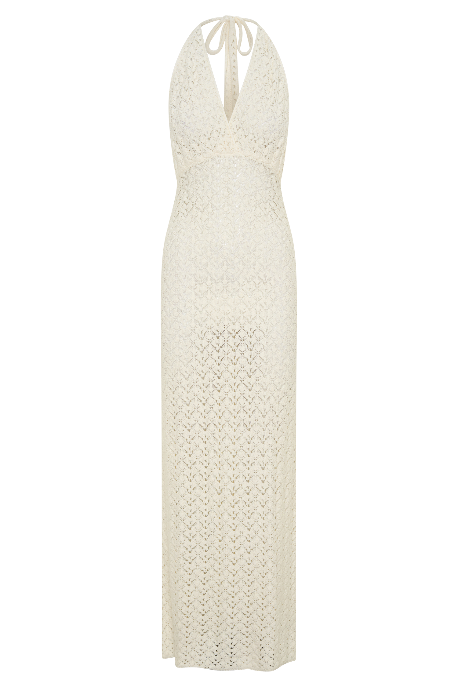 Deeliah Halterneck Crochet Maxi Dress - Ivory