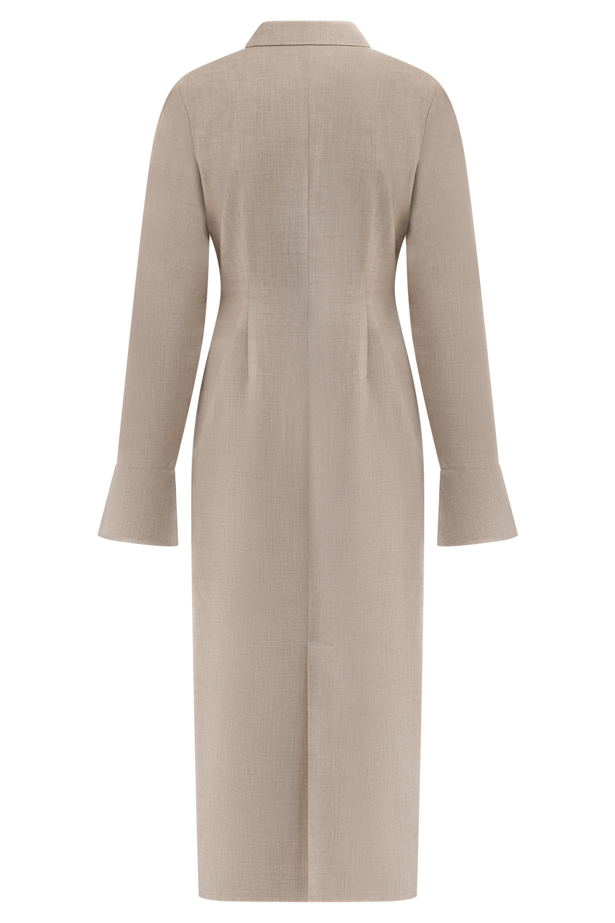 Dorian Fitted Shirt Midi Dress - Wheat Marle