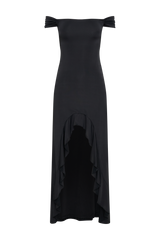 Eisley Slinky Off Shoulder Maxi Dress - Black