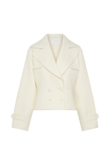 Elara Cropped Collared Jacket - Ivory