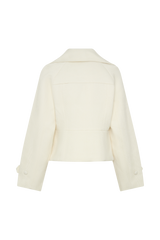 Elara Cropped Collared Jacket - Ivory