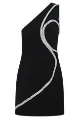 Eleonora Diamante Trim Mini Dress - Black