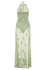 Elfie Crochet Halter Maxi Dress - Pastel Green