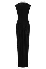 Elisa Diamante Neck Maxi Dress - Black