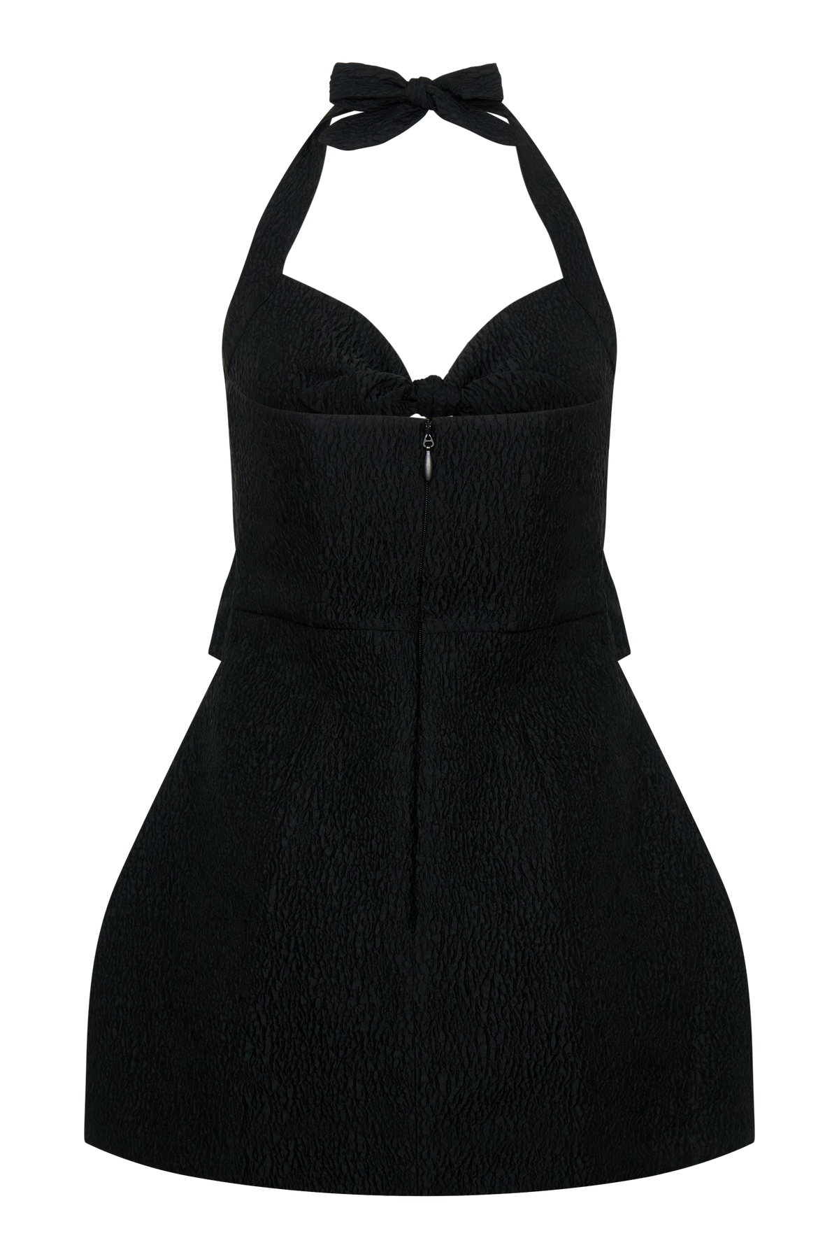 Ella Bow Detail Halter Mini Dress - Black
