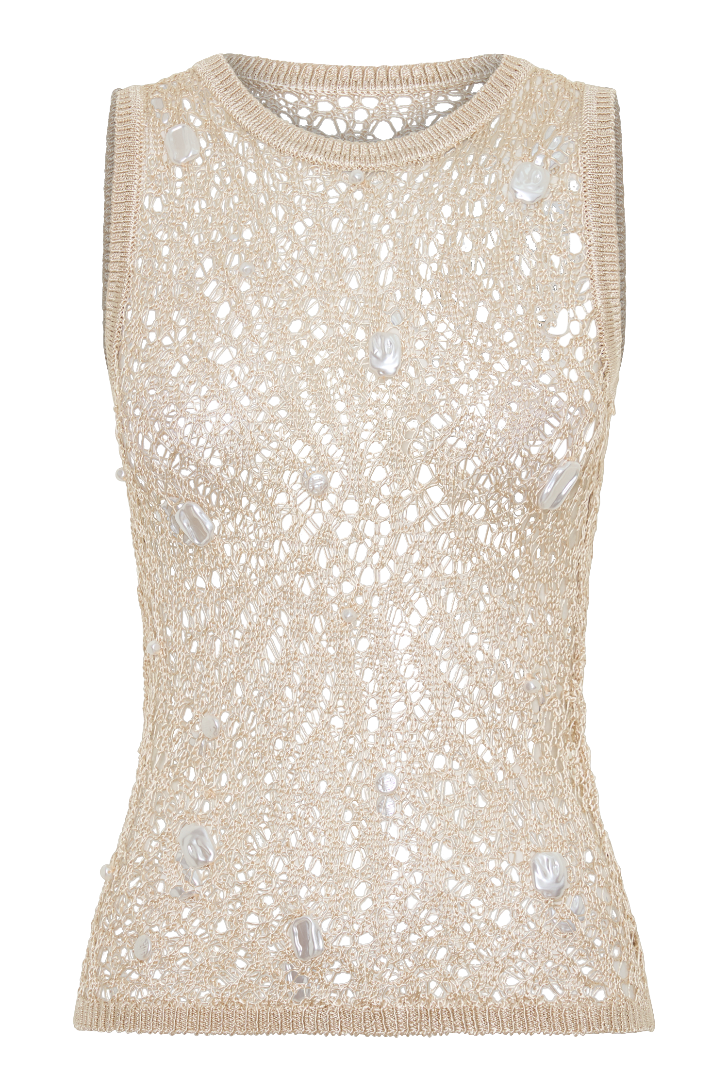 Eloise Pearl Beaded Top - Cream