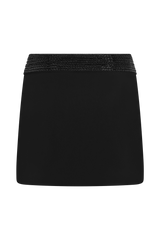 Emilia Beaded Waistband Mini Skirt - Black
