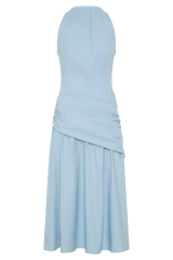 Emily Wrapped Waist Midi Dress - Sky Blue