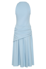 Emily Wrapped Waist Midi Dress - Sky Blue