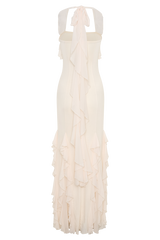 Etta Ruffle Slinky Maxi Dress - Ivory