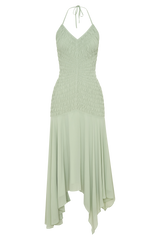 Evelyn Shirred Chiffon Maxi Dress - Sage