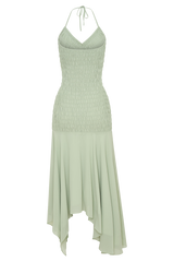 Evelyn Shirred Chiffon Maxi Dress - Sage