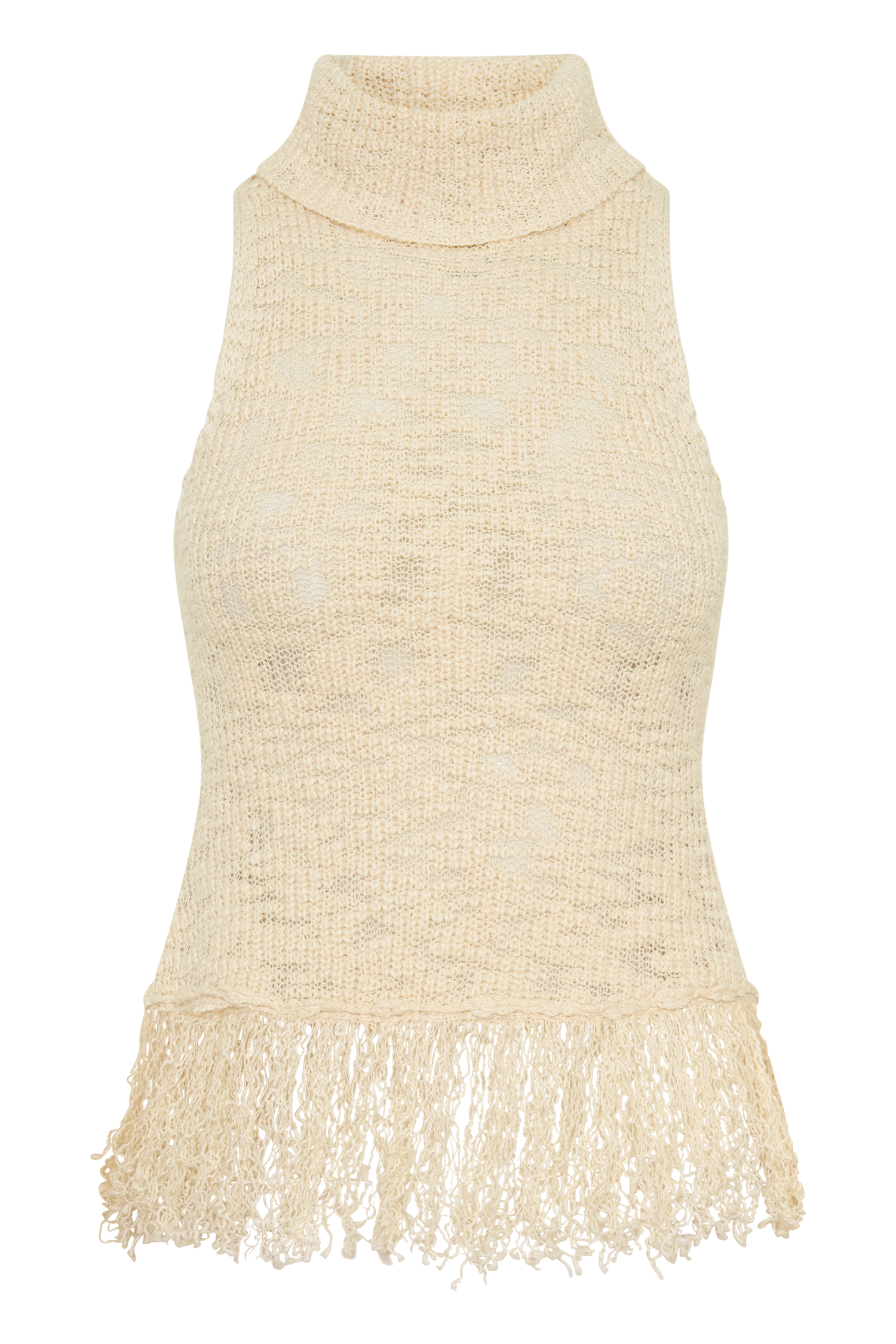 Giovanni Fringe Knit Top - Cream