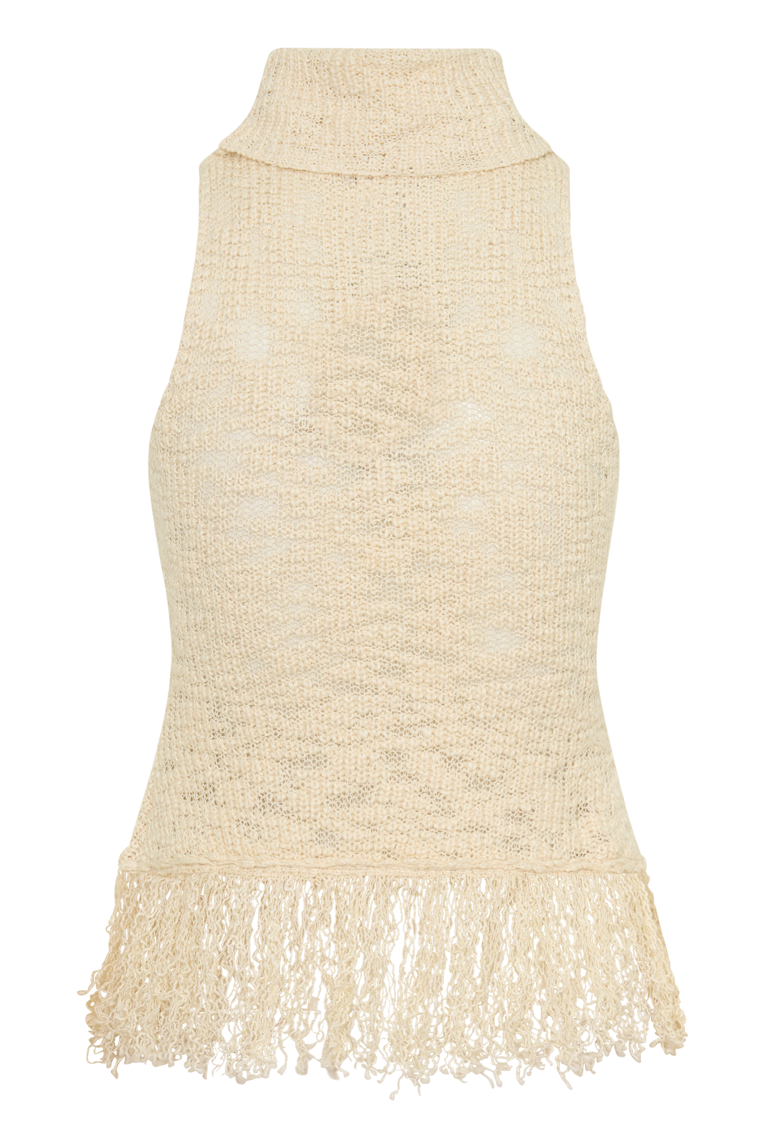 Giovanni Fringe Knit Top - Cream