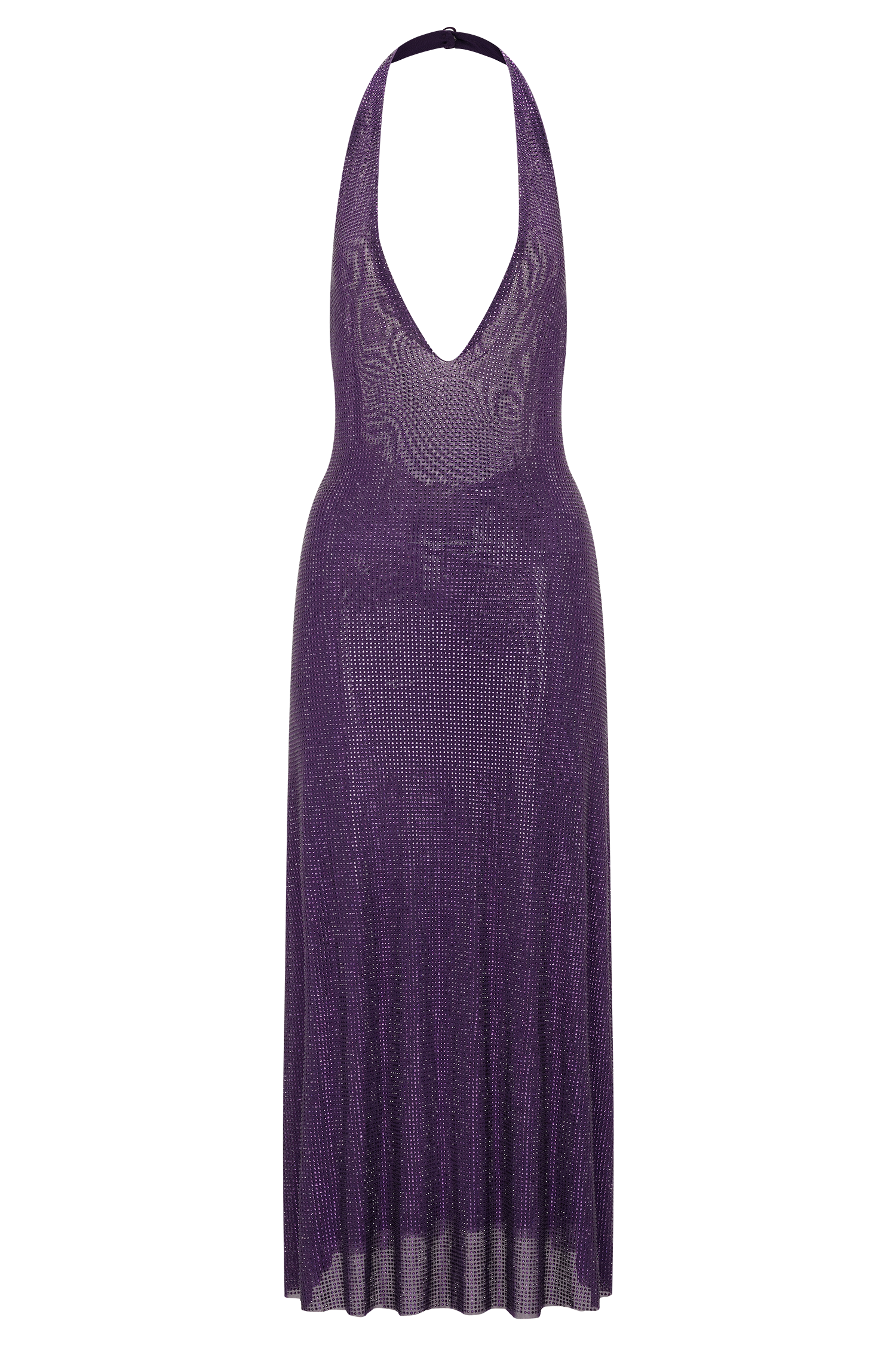 Genie Diamante Halter Midi Dress - Purple
