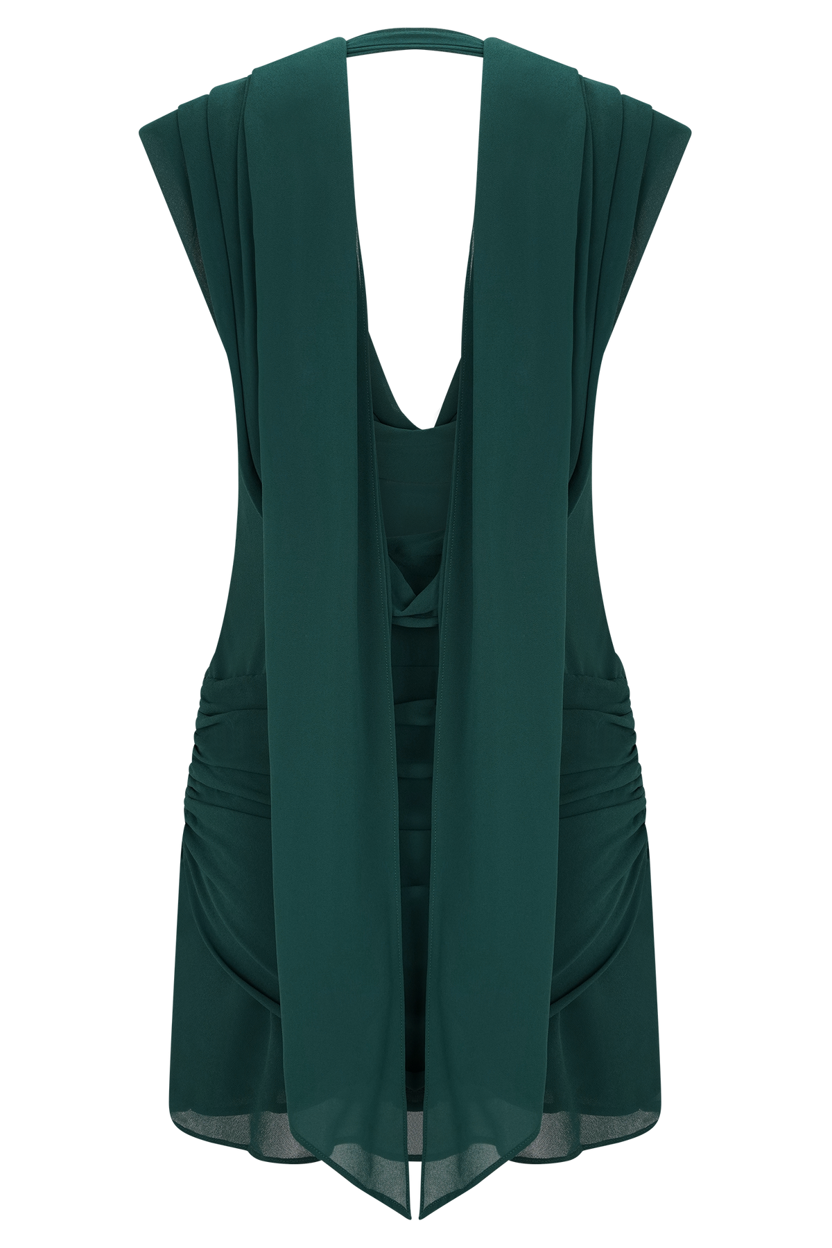 Giulia Chiffon Draped Mini Dress - Dark Emerald