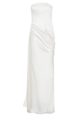 Grace Strapless Draped Waist Maxi Dress - Ivory