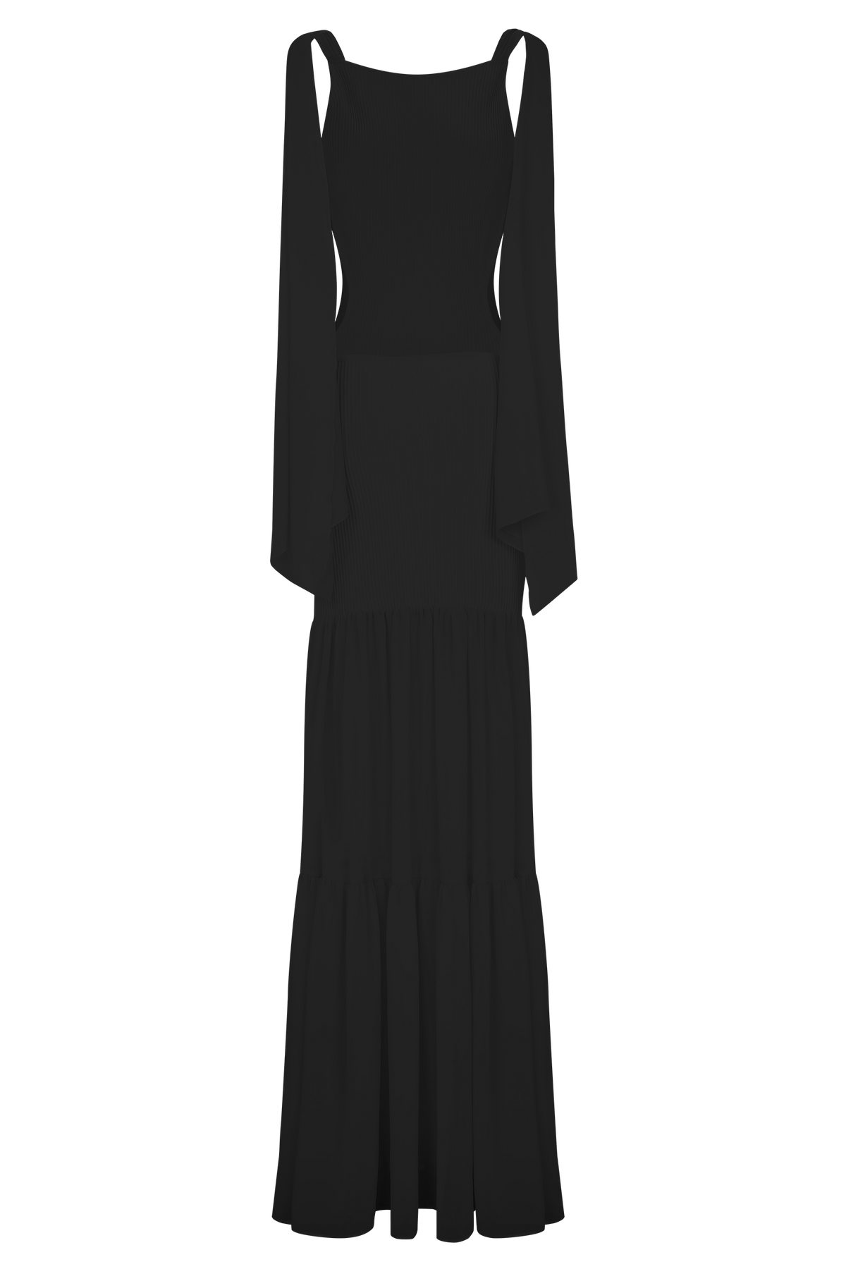 Haille Knit Chiffon Maxi Dress - Black