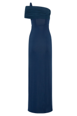 Hanh One Shoulder Mesh Maxi Dress - Ink Blue