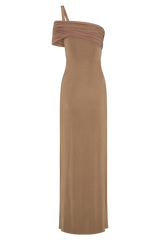 Hanh One Shoulder Mesh Maxi Dress - Tan