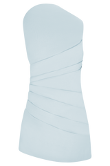 Helena One Shoulder Linen Mini Dress - Powder Blue