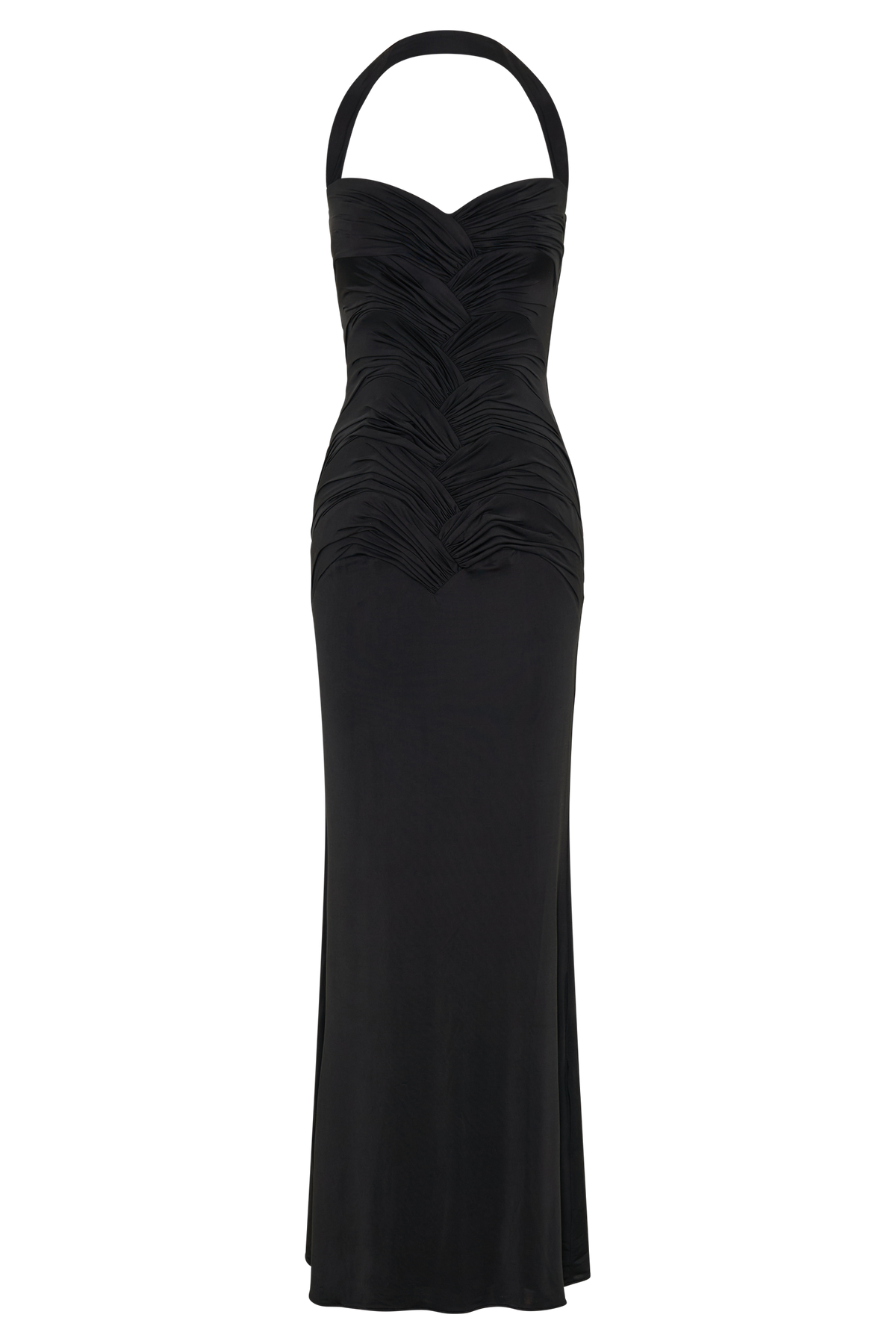 Hoai Gathered Slinky Halter Maxi Dress - Black