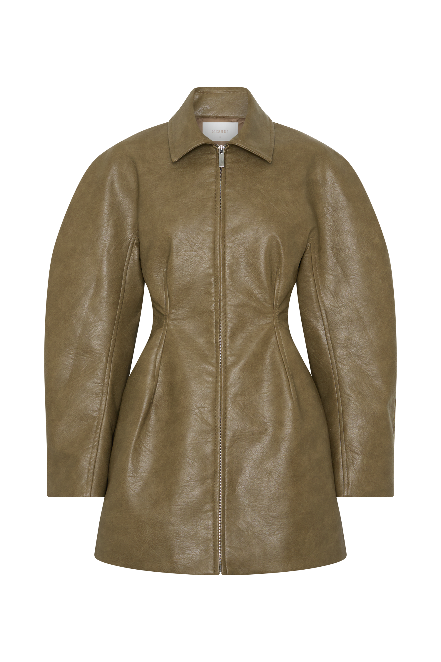 Jordana Faux Leather Mini Dress - Khaki