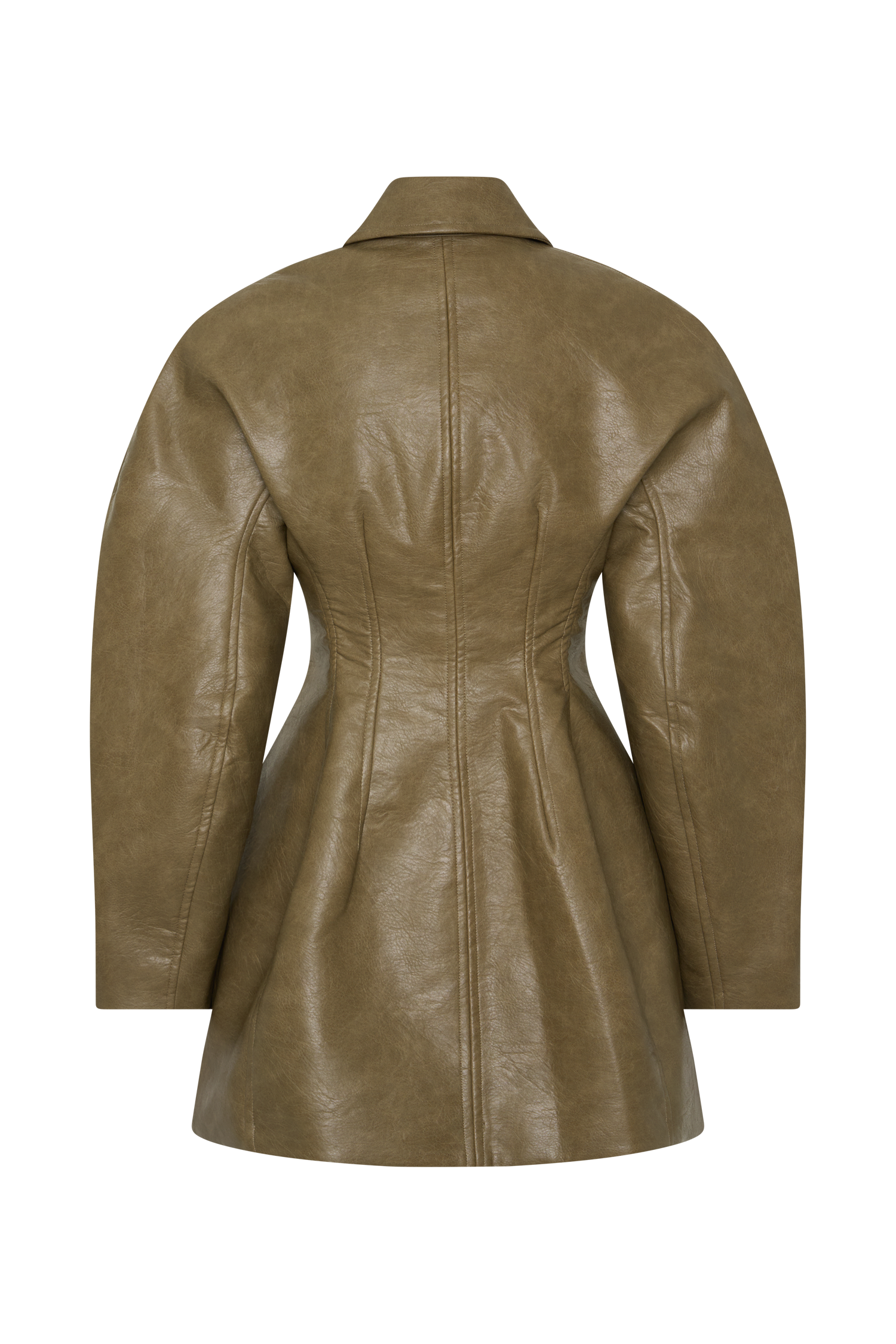 Jordana Faux Leather Mini Dress - Khaki
