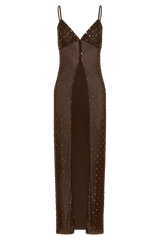 Jackie Longline Diamante Top - Chocolate