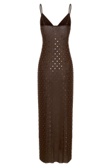 Jackie Longline Diamante Top - Chocolate