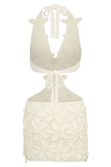 Jaylene Floral Crochet Mini Dress - White