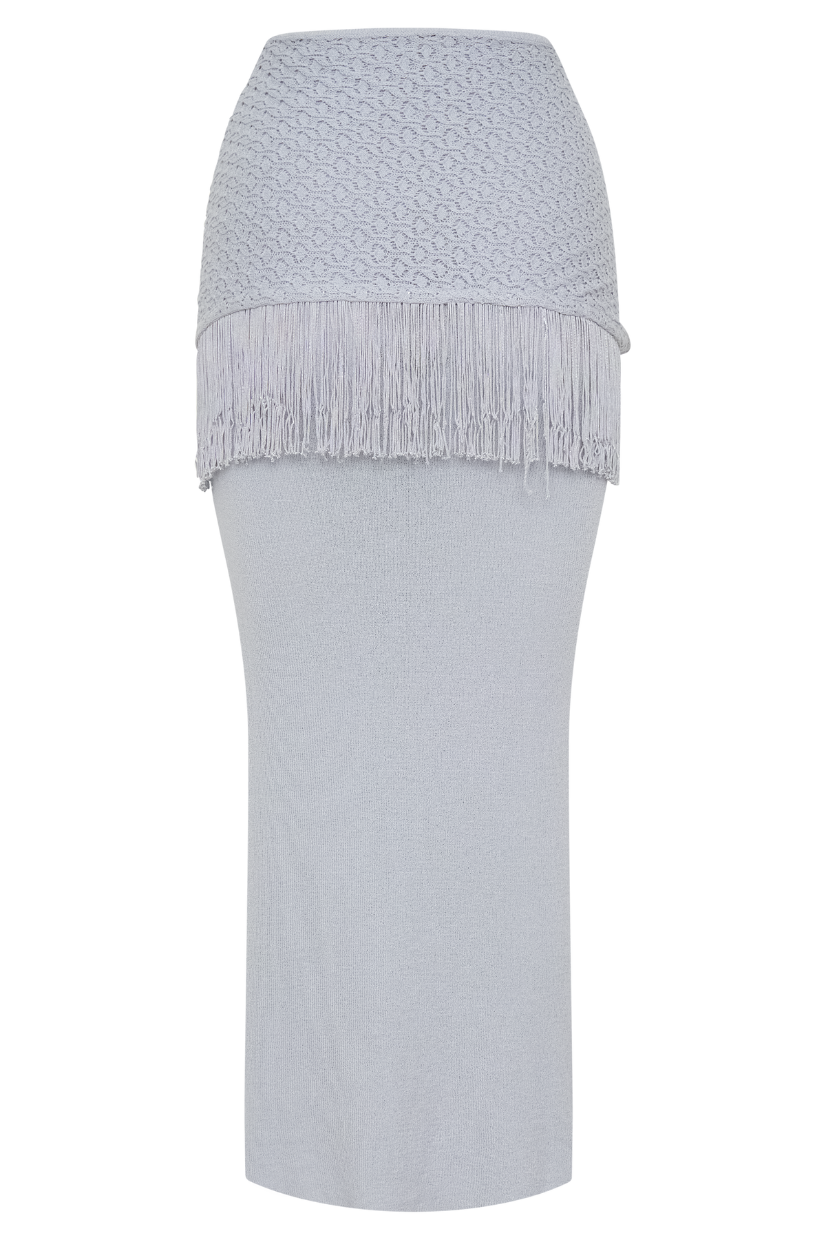 Jaytee Knit Maxi Skirt With Fringe Tie - Sky Blue