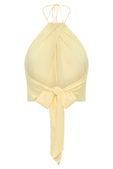 Juliana Cupro Halter Sleeveless Top - Butter