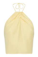 Juliana Cupro Halter Sleeveless Top - Butter