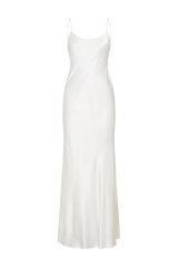 Kailey Low Back Maxi Dress With Bow Train - White