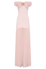 Kellie Off Shoulder Crepe Maxi Dress - Blush Pink