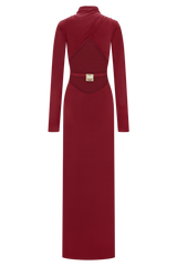 Kiyah Slinky Cut Out Maxi Dress - Red