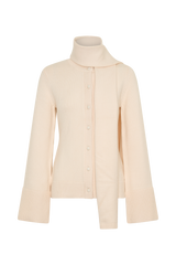Lara Knit Cardigan With Scarf - Ivory