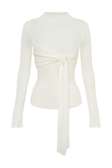 Lawson Wrap Knit Long Sleeve Top - White