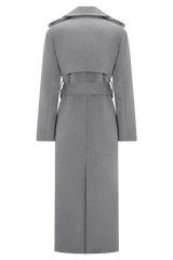 Levi Long Trench Wool Coat - Grey Marle
