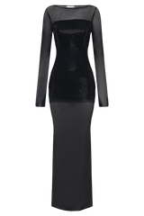 Lior Mesh Maxi Dress With Hotfix - Black